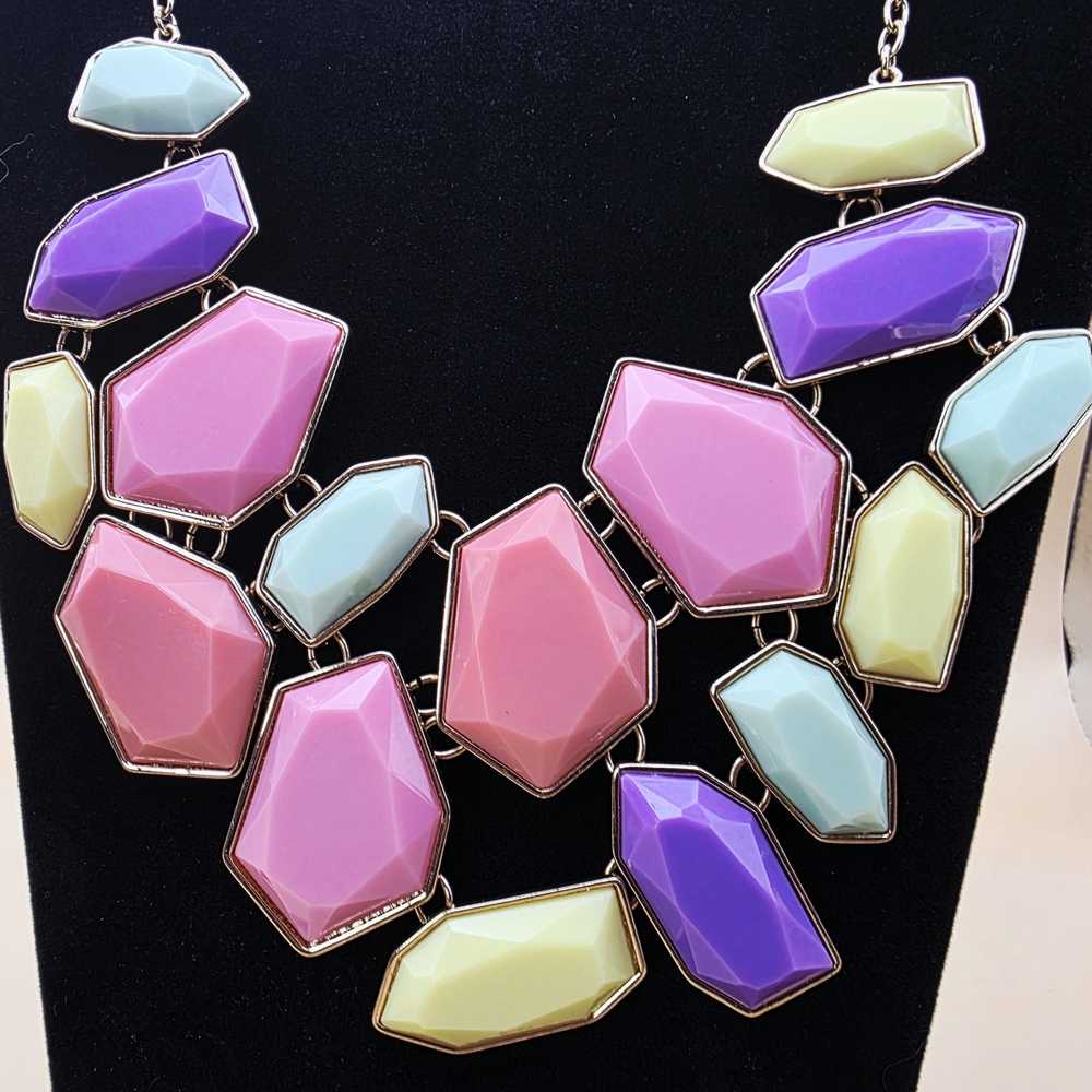 mark. by Avon Pastel Statement Bib Necklace | Pink, Lavender, Mint & Yellow
